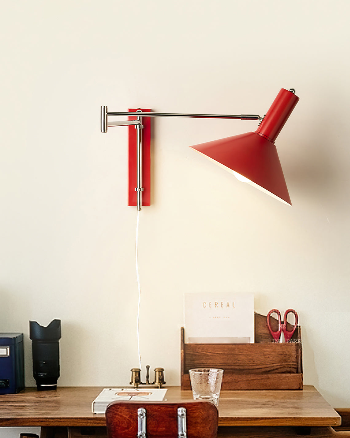 Adjustable Arm Plug In Wall Lamp Swing Reading Sconce No Wiring Needed
