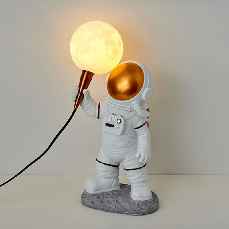 Astronaut wall lamp LED resin figure with moon ball decorative for children's room or bedroom
