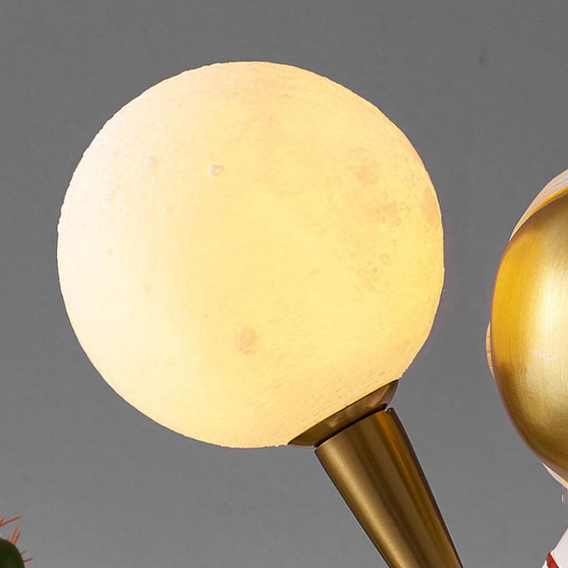 Astronaut wall lamp LED resin figure with moon ball decorative for children's room or bedroom