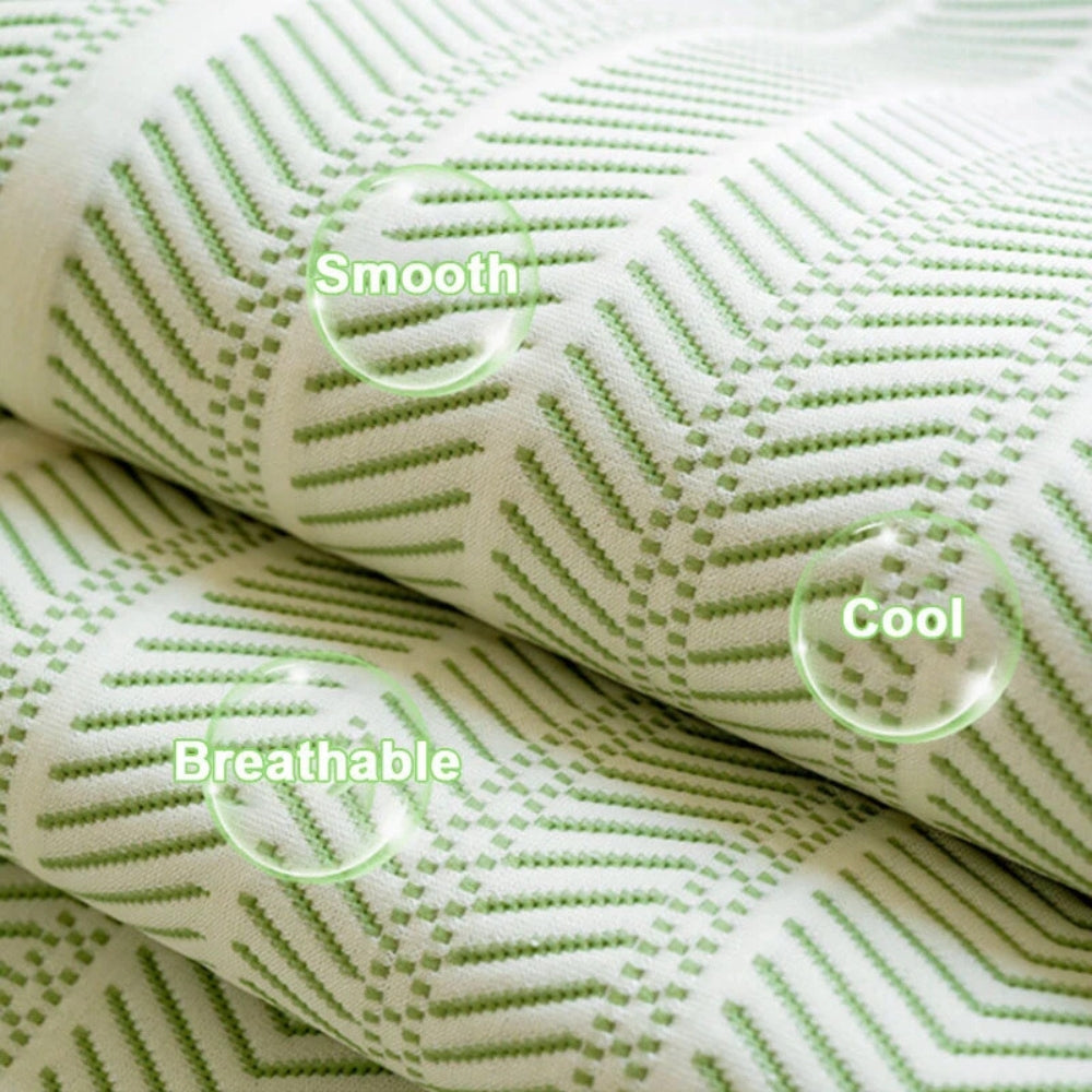Herringbone Sofa Cover with Scalloped Edge Trim