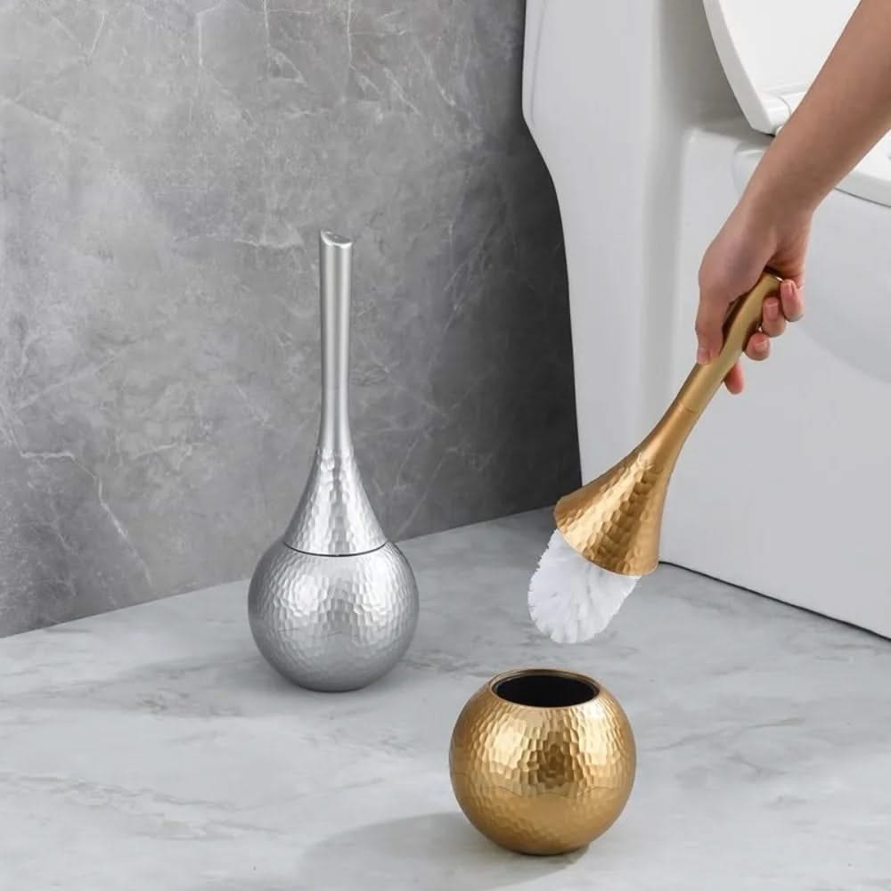 Toilet Brush and Holder Set Hammered Metal