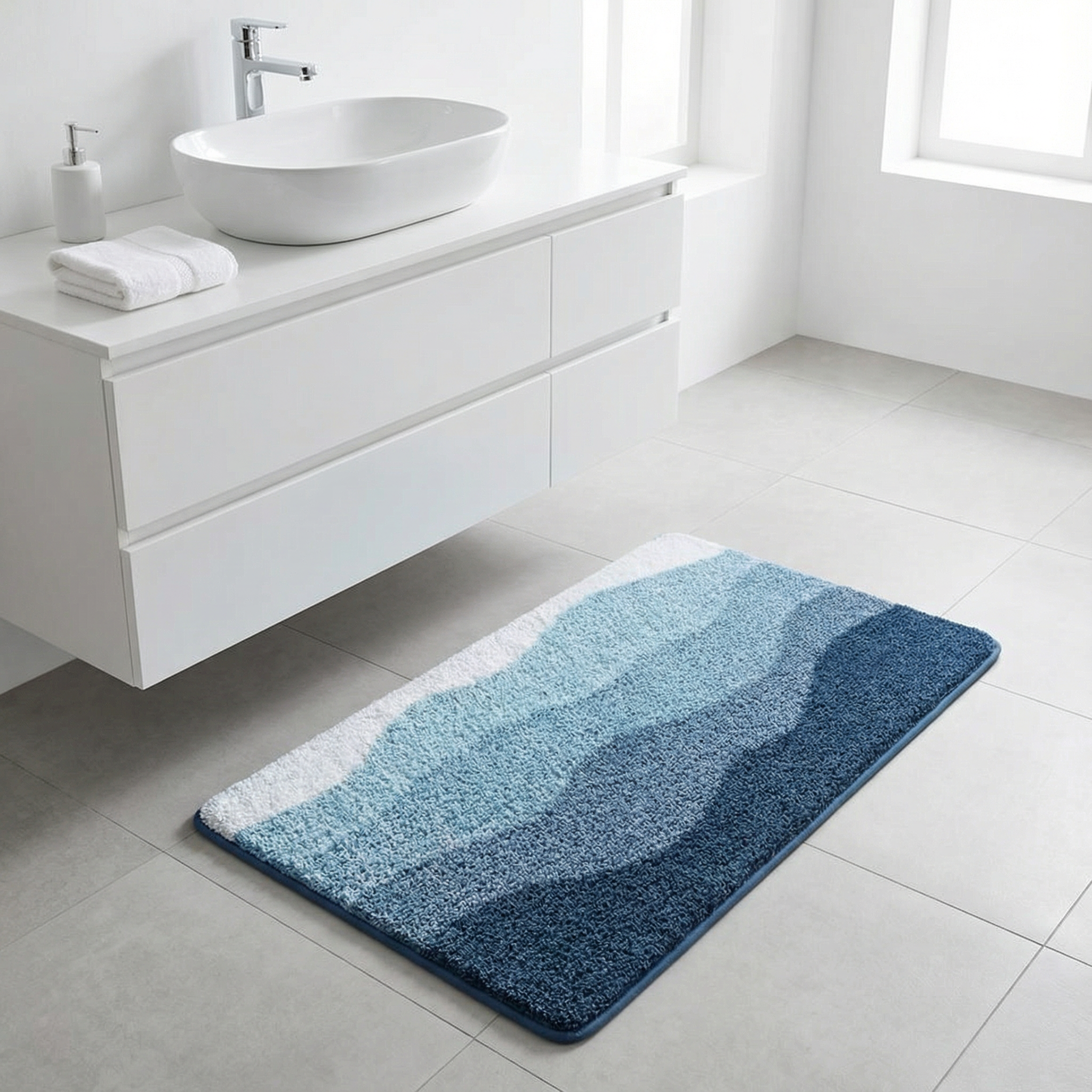 Bademåtte med bølgemønster Tuftet mikrofiber