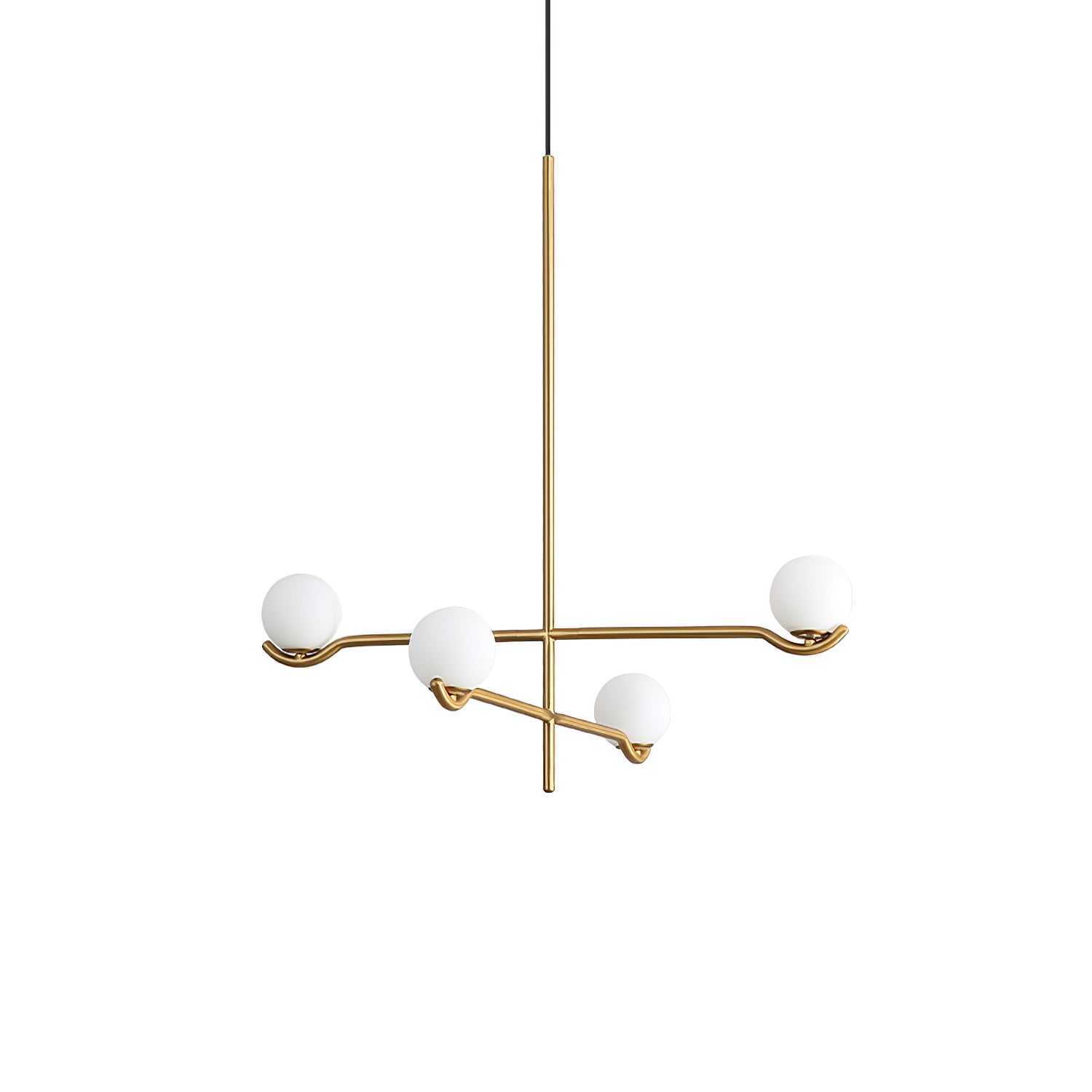 Multi Globe Pendant Light White Glass Shades on Slim Rods Dining Table