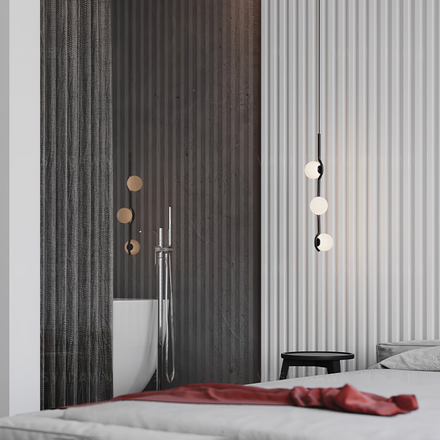Multi Globe Pendant Light White Glass Shades on Slim Rods Dining Table