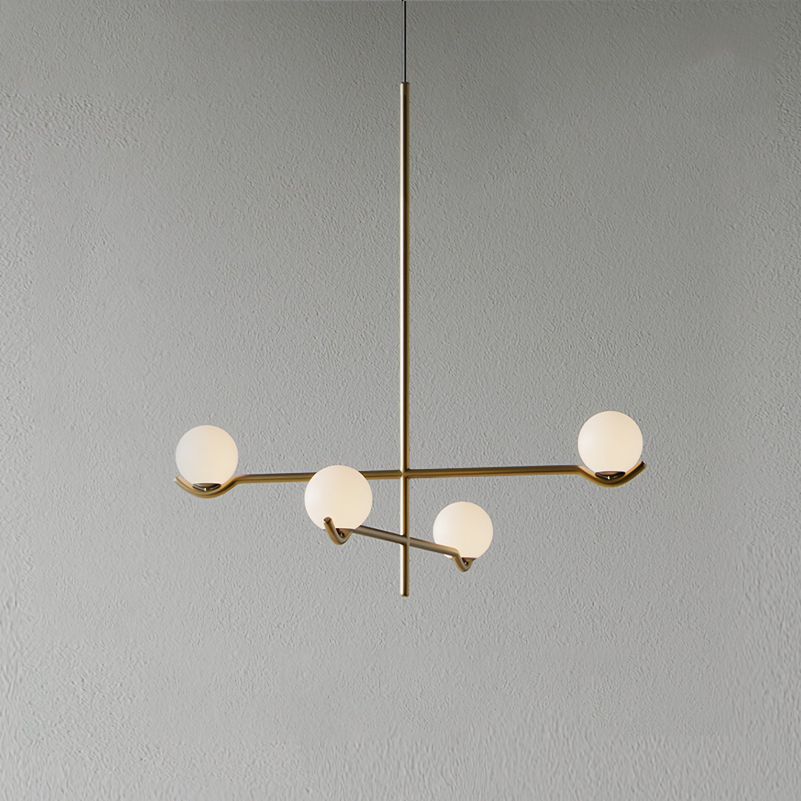 Multi Globe Pendant Light White Glass Shades on Slim Rods Dining Table