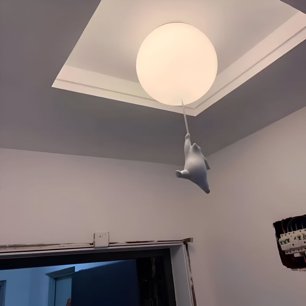 Ballonpendellampe med dyrefigur Glaskugle og skulptur