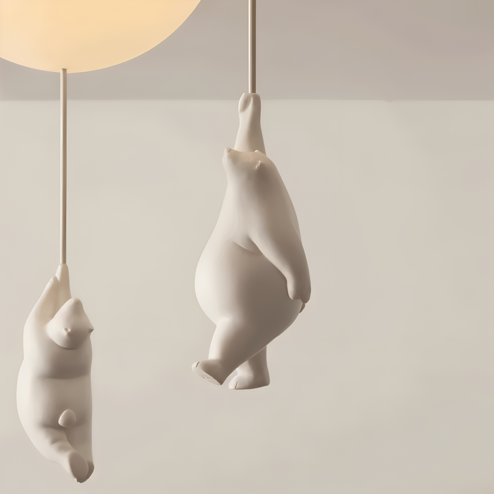 Ballonpendellampe med dyrefigur Glaskugle og skulptur