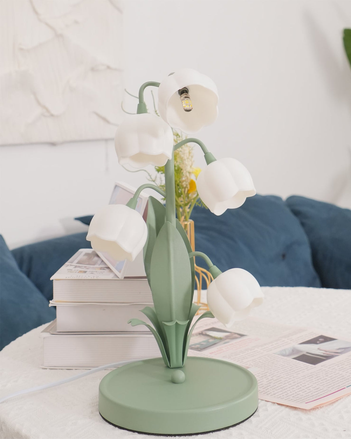 Small Bell Table Lamp Orchid Pattern Shade Bulb Included Accent Light