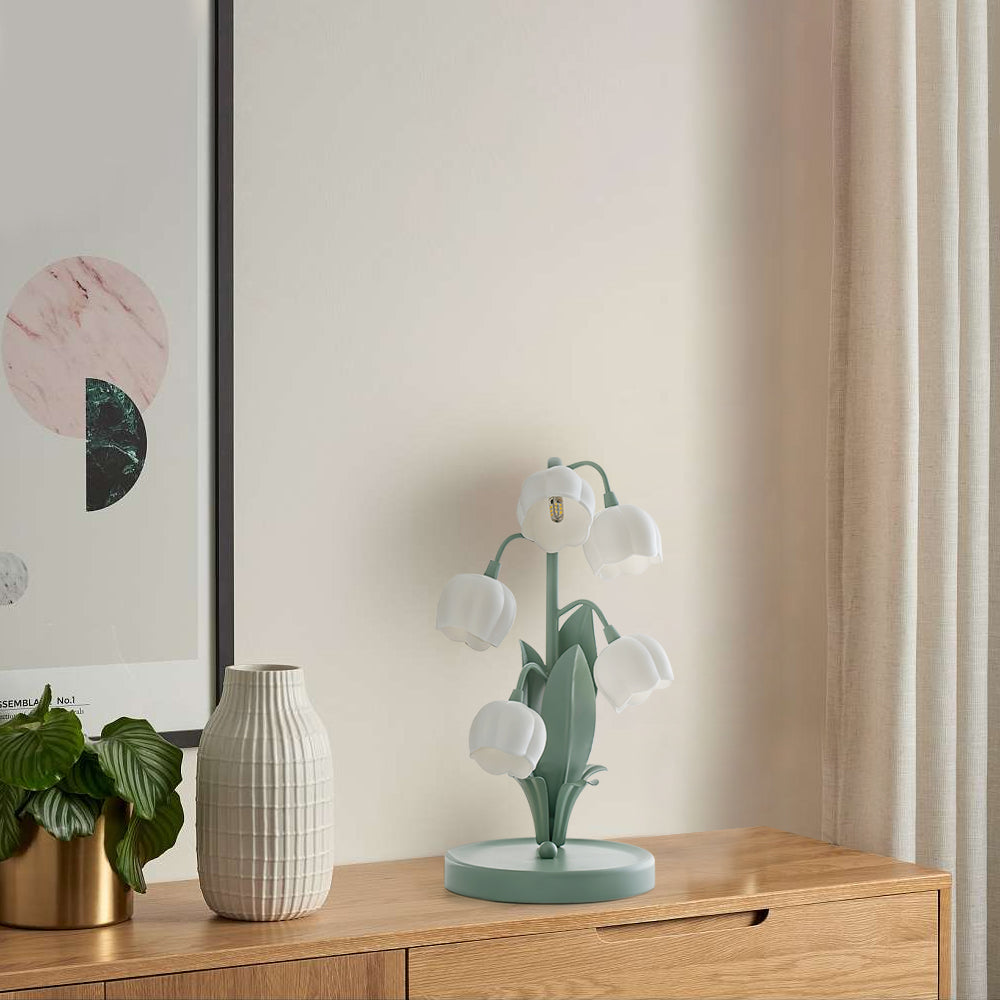 Small Bell Table Lamp Orchid Pattern Shade Bulb Included Accent Light