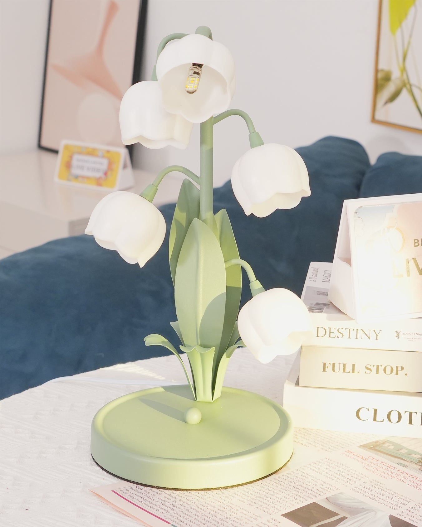 Small Bell Table Lamp Orchid Pattern Shade Bulb Included Accent Light