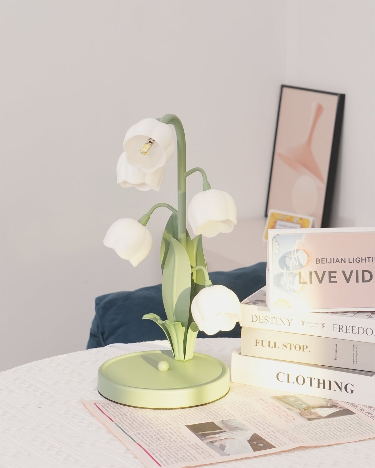 Small Bell Table Lamp Orchid Pattern Shade Bulb Included Accent Light