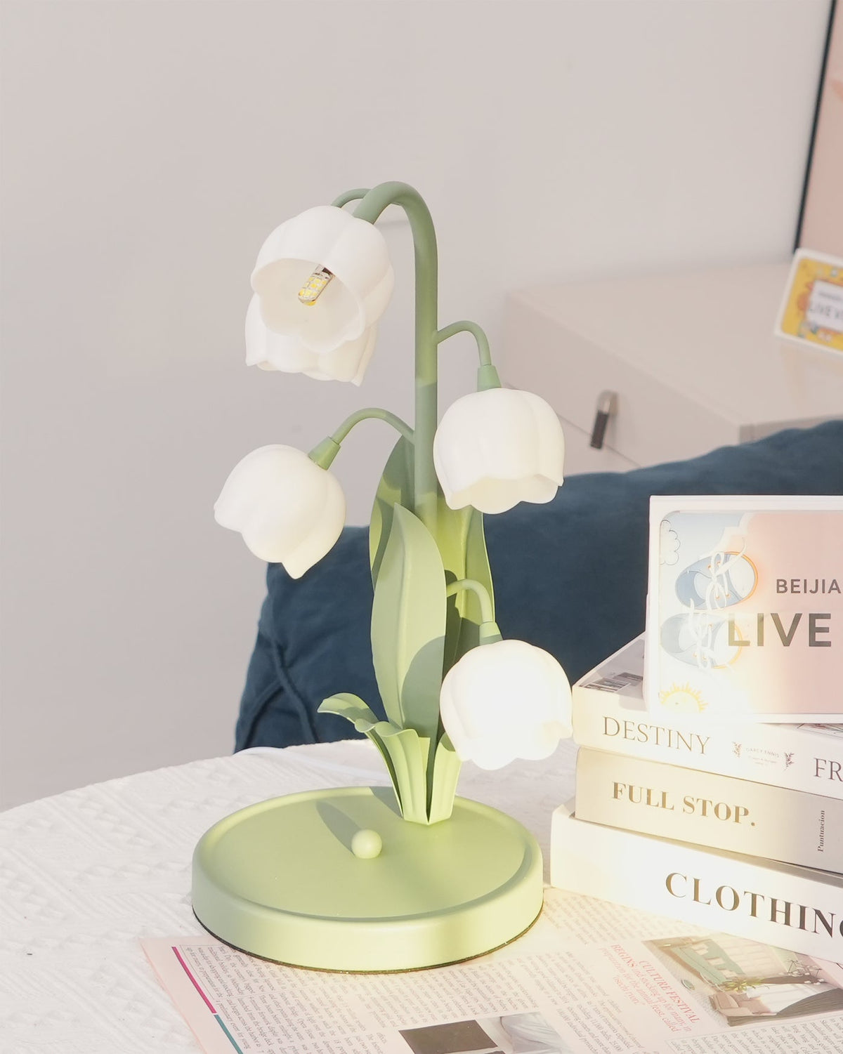 Small Bell Table Lamp Orchid Pattern Shade Bulb Included Accent Light