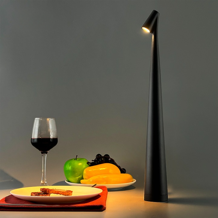 Cordless Table Lamp Aluminum Touch Dimmable Downward Shade for Reading