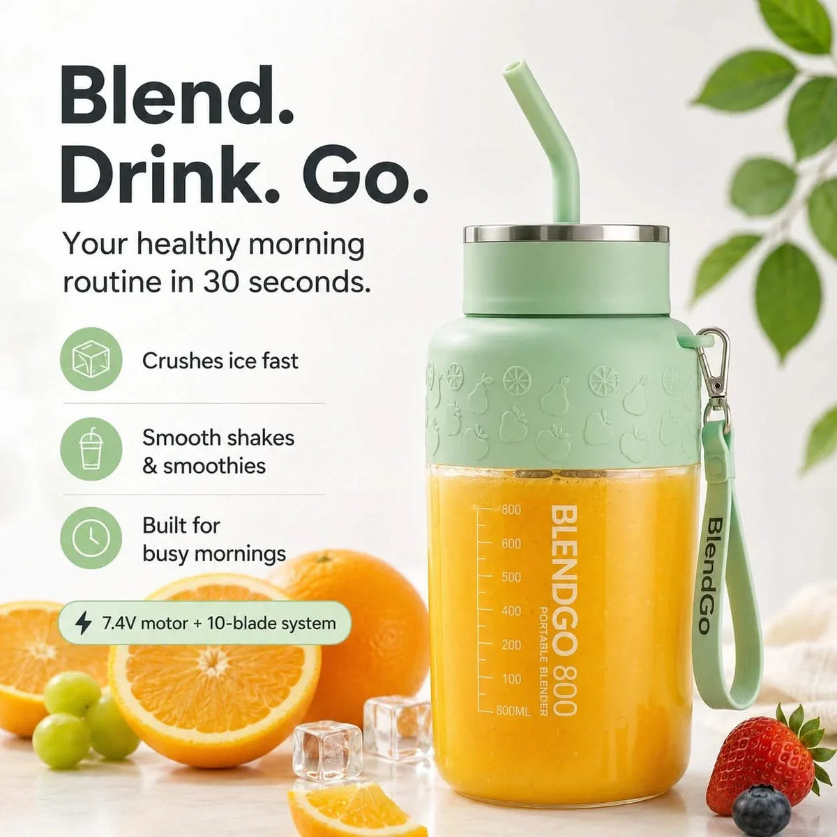 Portable Personal Blender 10-Blade for Smoothies and Crushed Ice