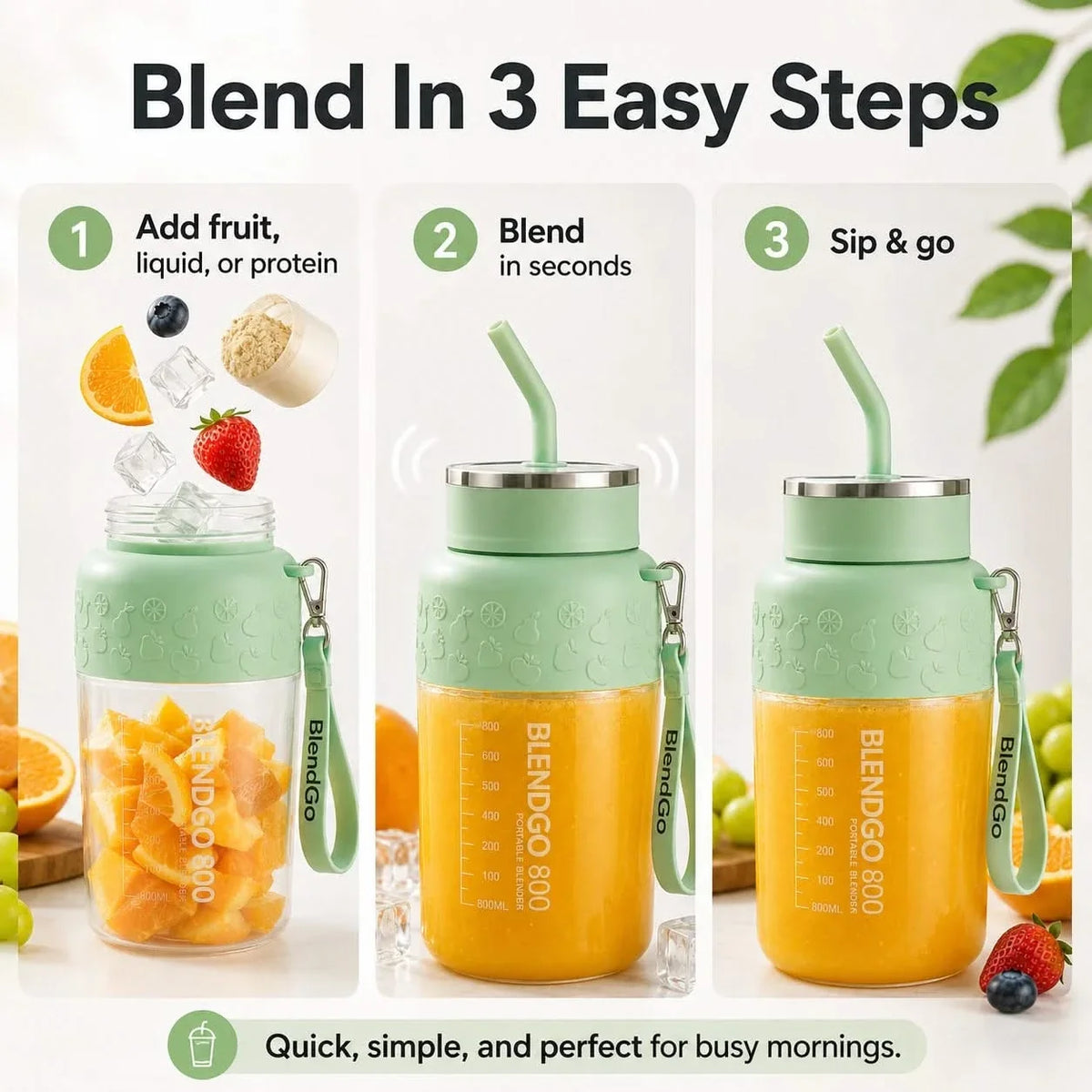 Portable Personal Blender 10-Blade for Smoothies and Crushed Ice