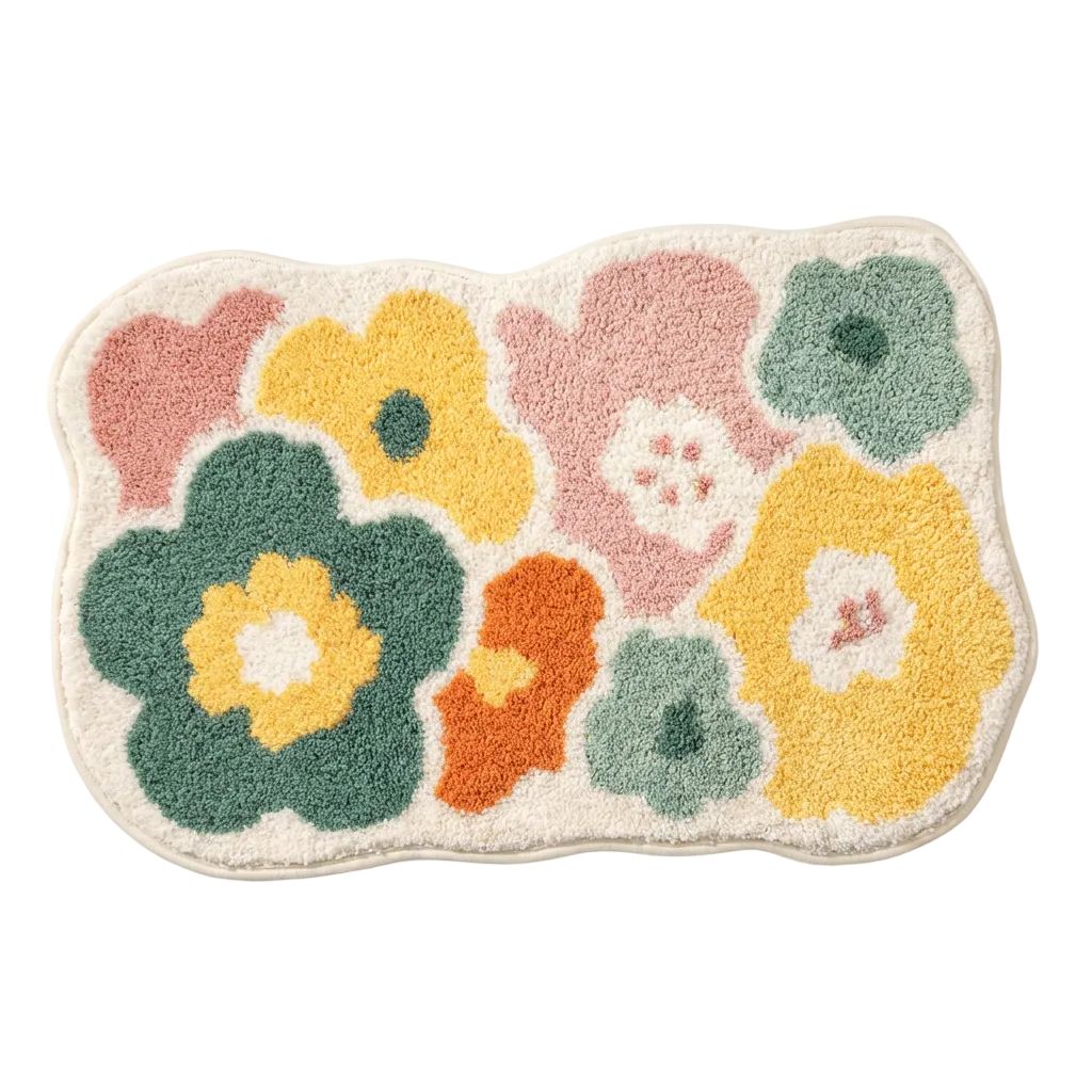 Blomsterbademåtte  Tuftet med organisk form blødt og dekorativt design