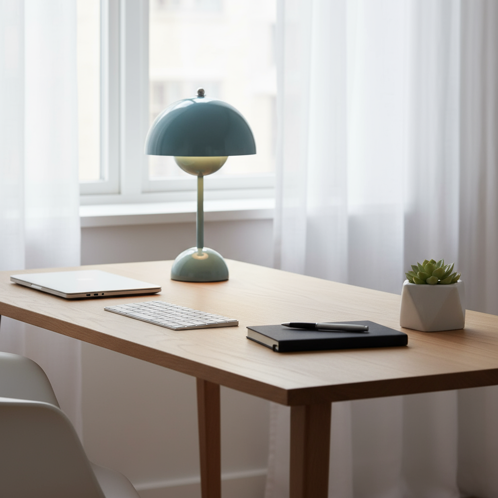 Blomsterpottebordlampe Trådløs LED med dobbelt kuppel