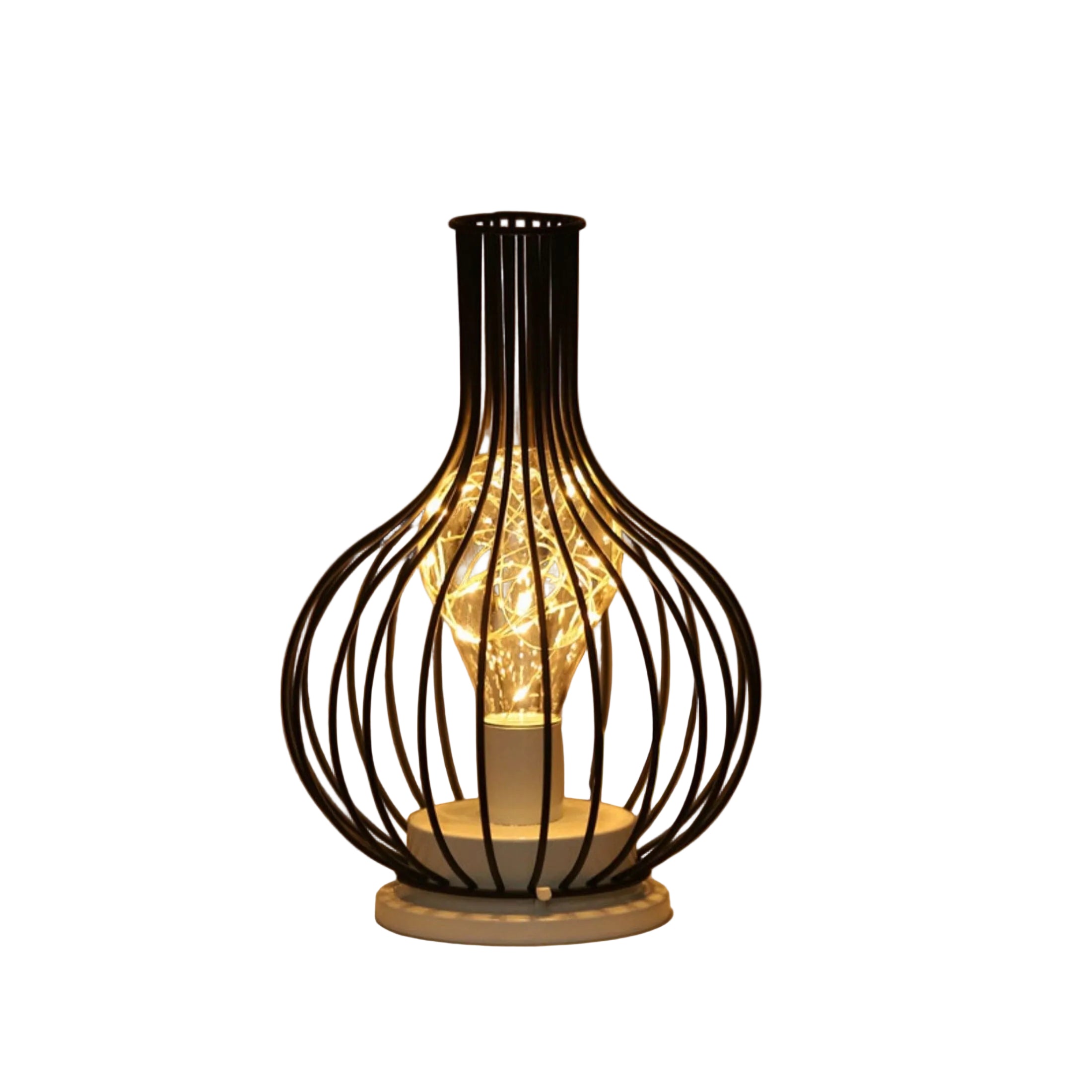 Bordlampe med åben metalskærm