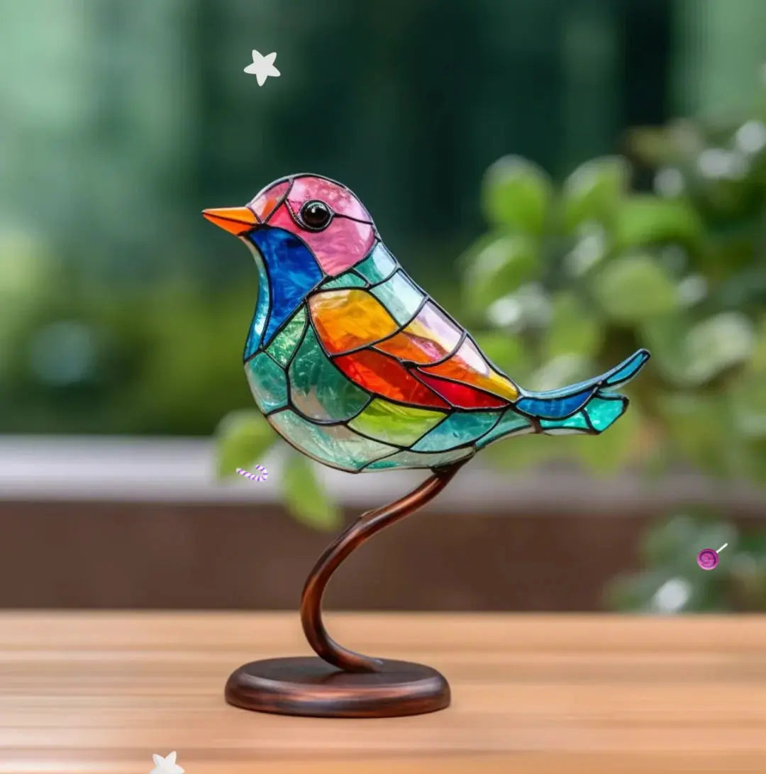 Window Bird Suncatcher Stained Glass Style Hanging Decoration for Windows