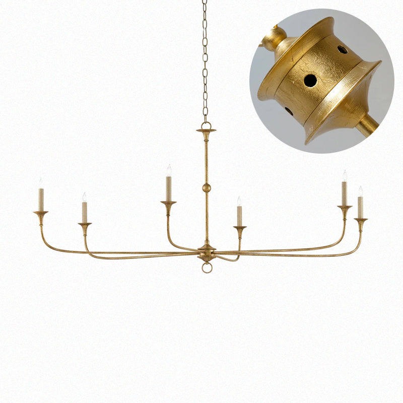 Brass Candle Chandelier Antique Hand Finished Arms for Dining Room