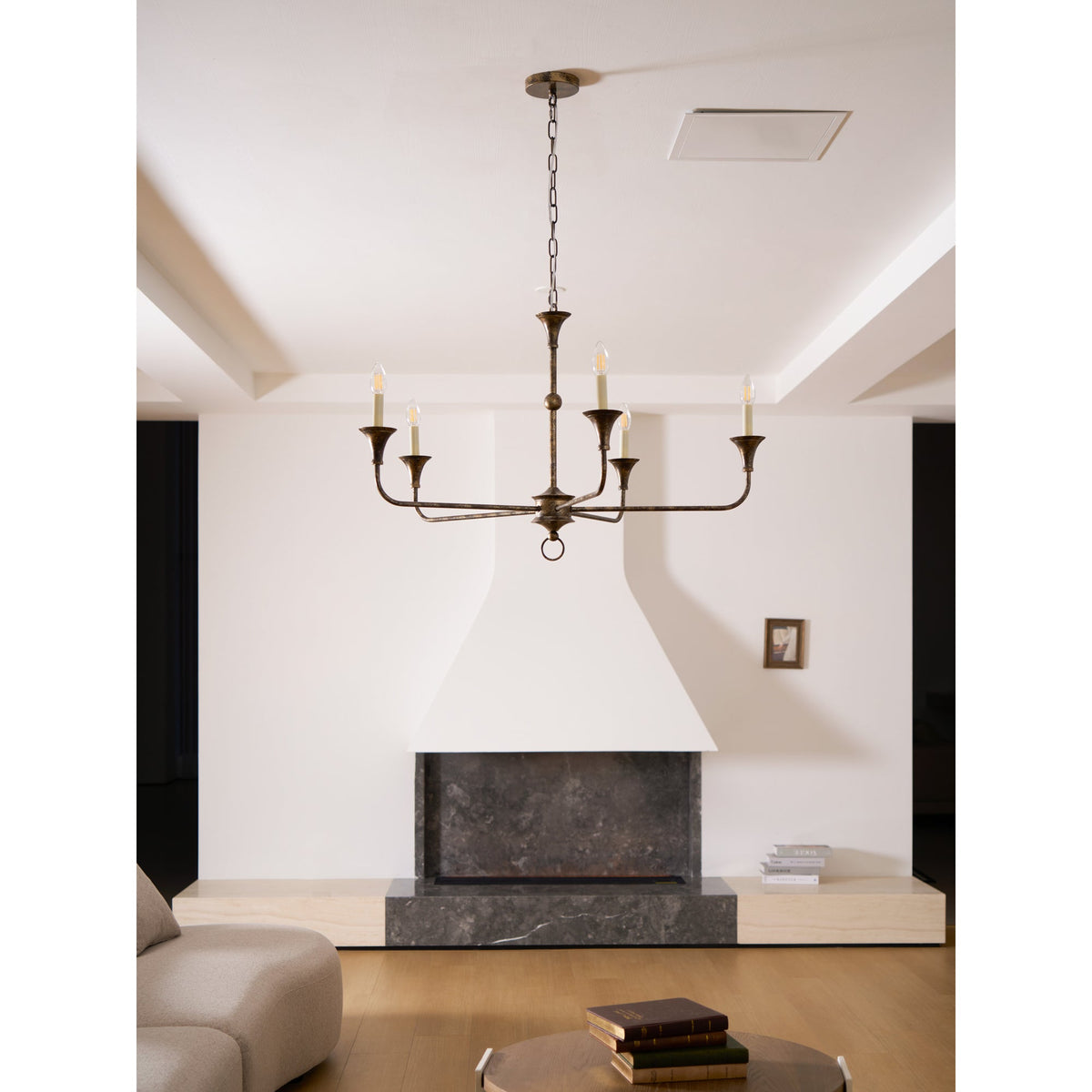 Brass Candle Chandelier Antique Hand Finished Arms for Dining Room