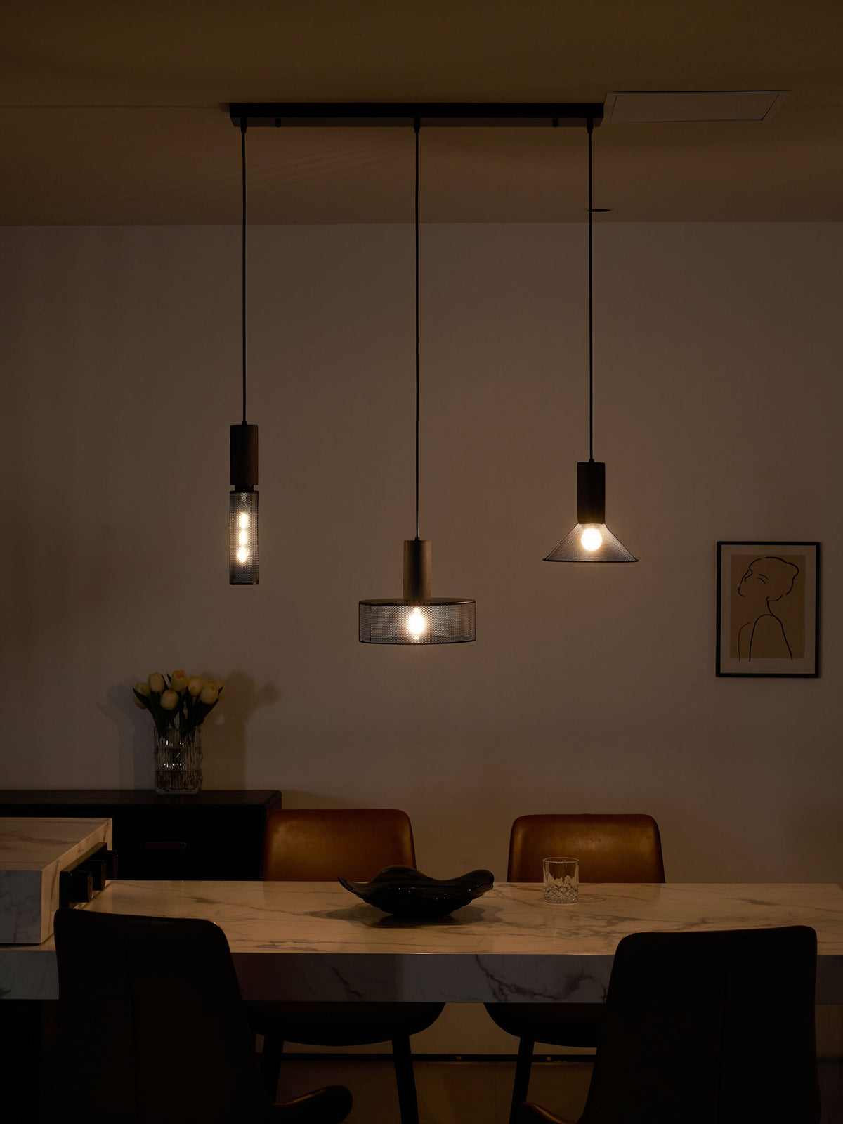 Concrete Pendant Light Cast Cement Cylinder Shade for Kitchen Island