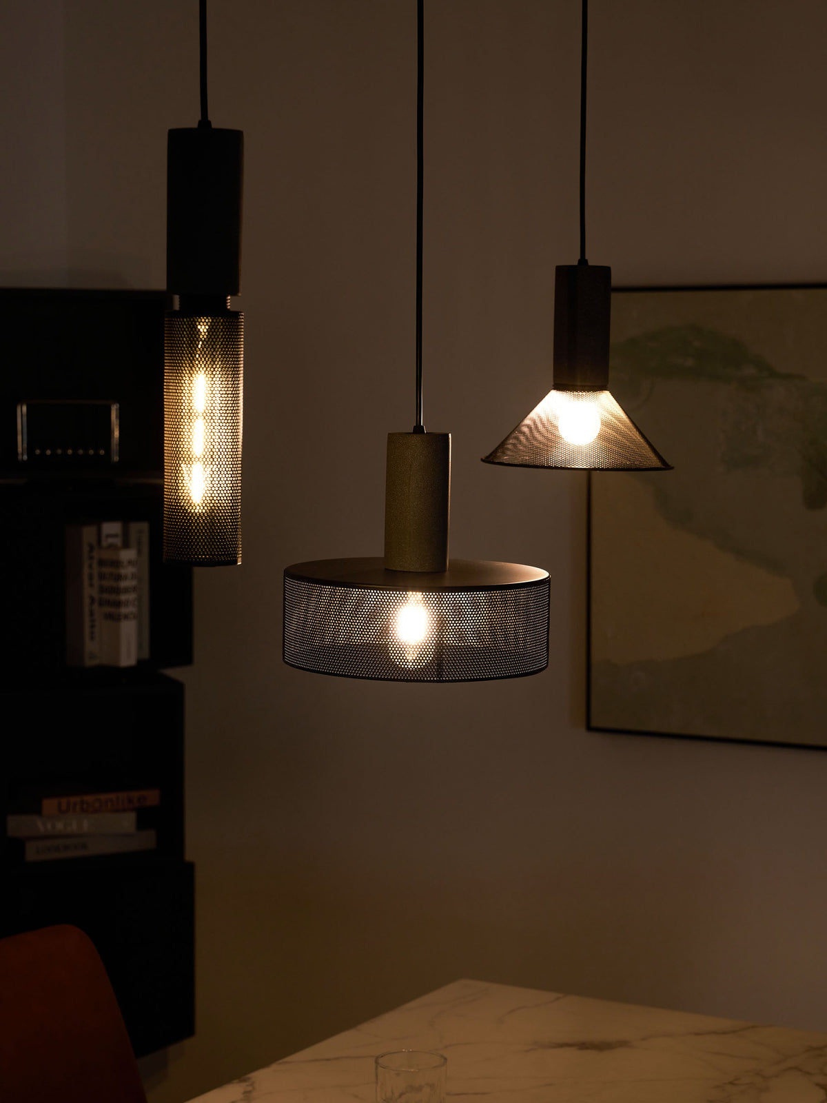 Concrete Pendant Light Cast Cement Cylinder Shade for Kitchen Island