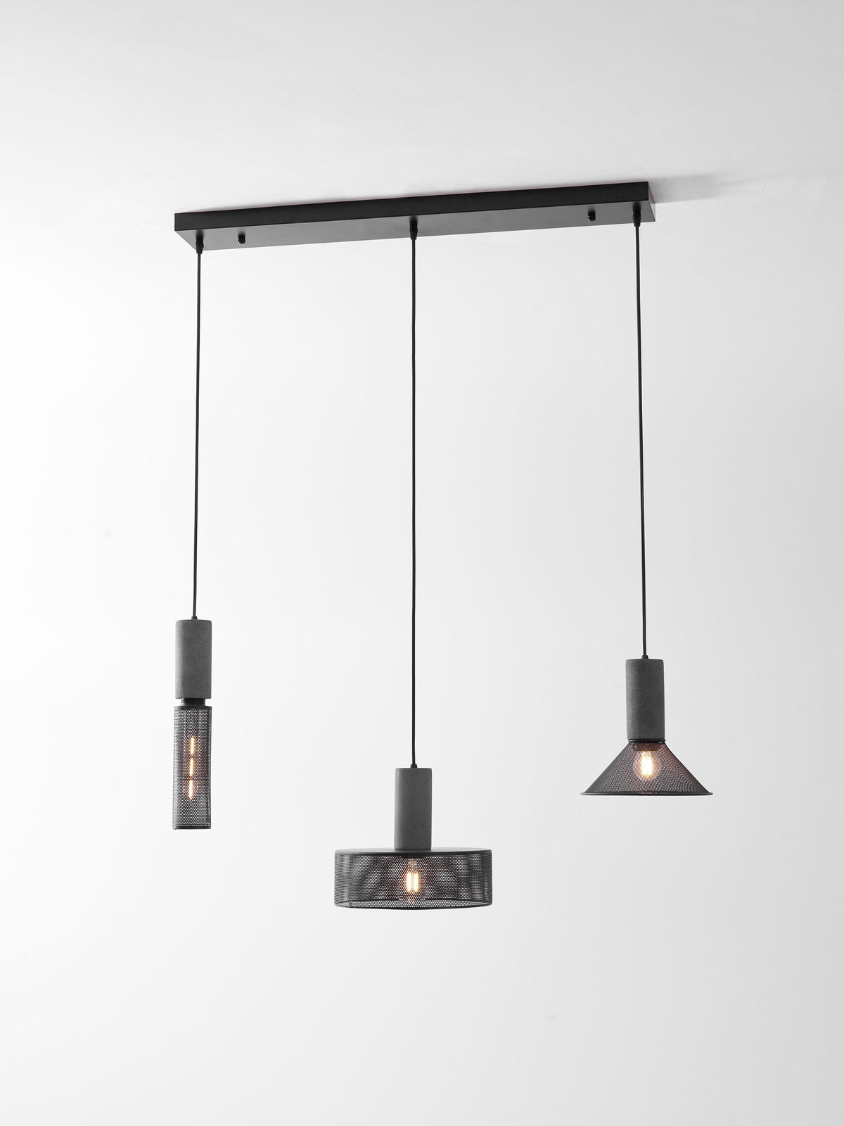Concrete Pendant Light Cast Cement Cylinder Shade for Kitchen Island