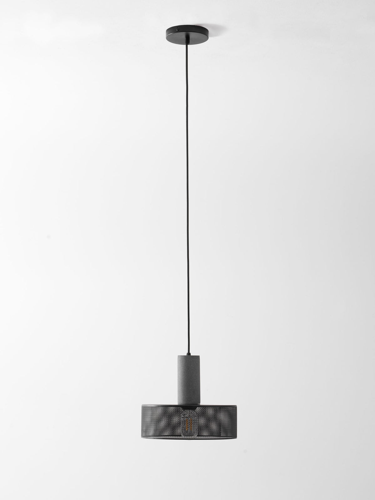 Concrete Pendant Light Cast Cement Cylinder Shade for Kitchen Island
