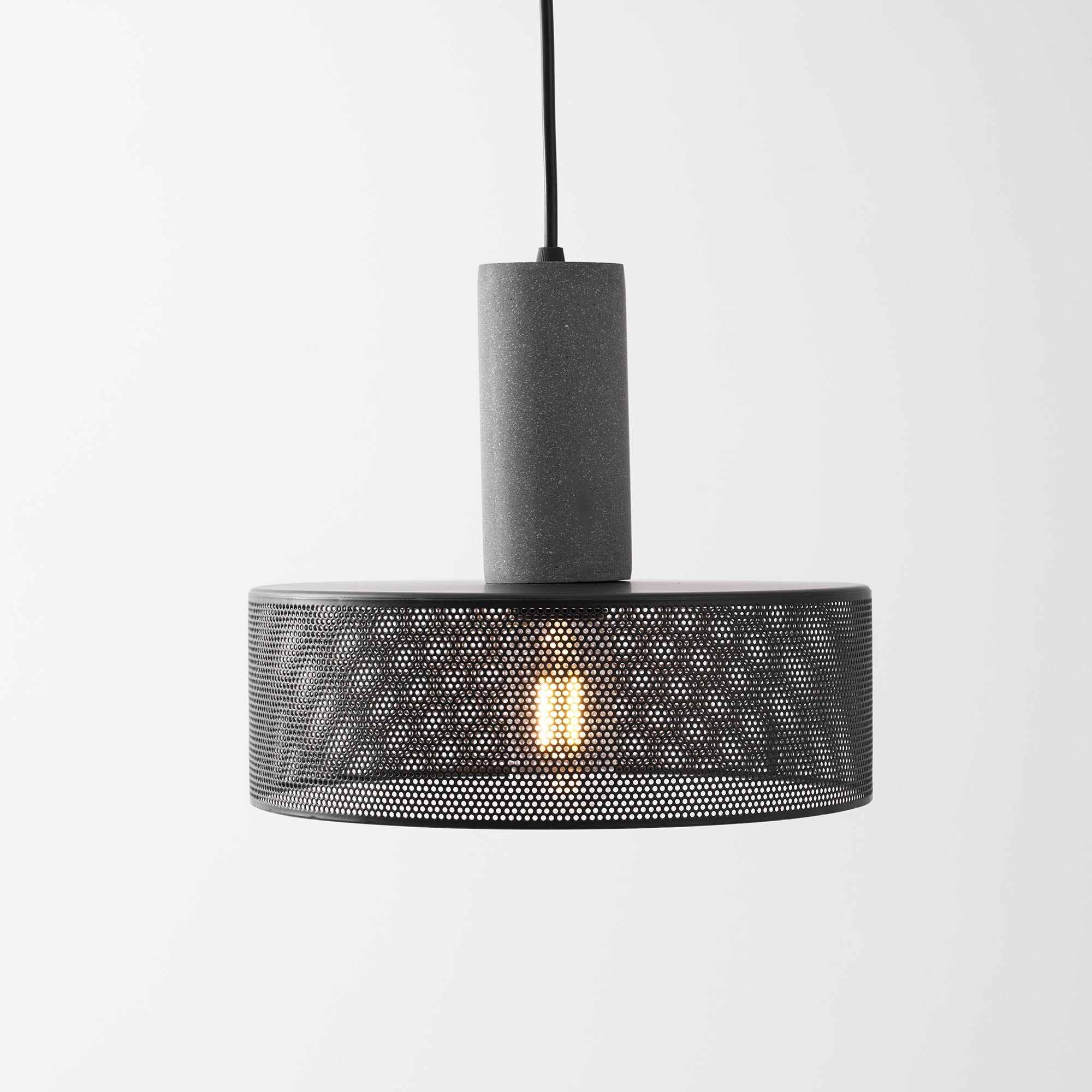 Concrete Pendant Light Cast Cement Cylinder Shade for Kitchen Island