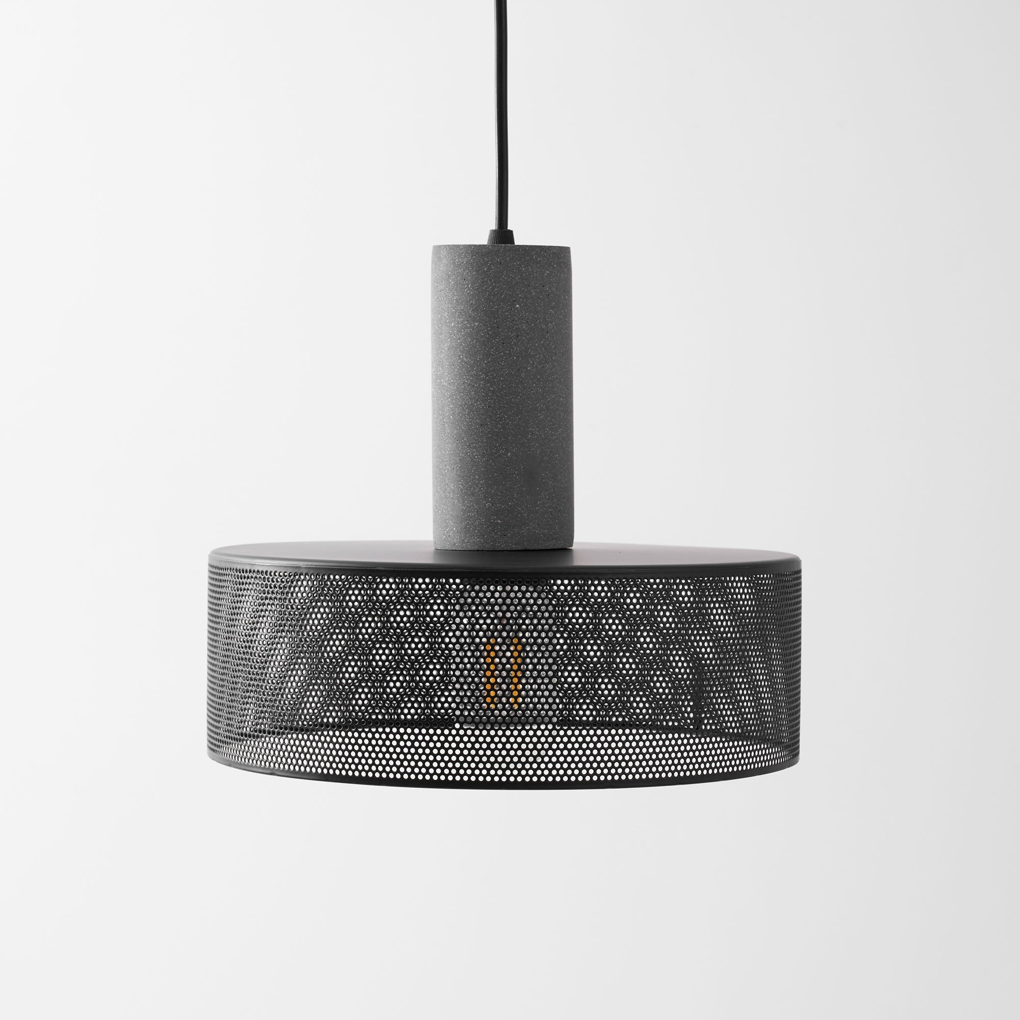 Concrete Pendant Light Cast Cement Cylinder Shade for Kitchen Island