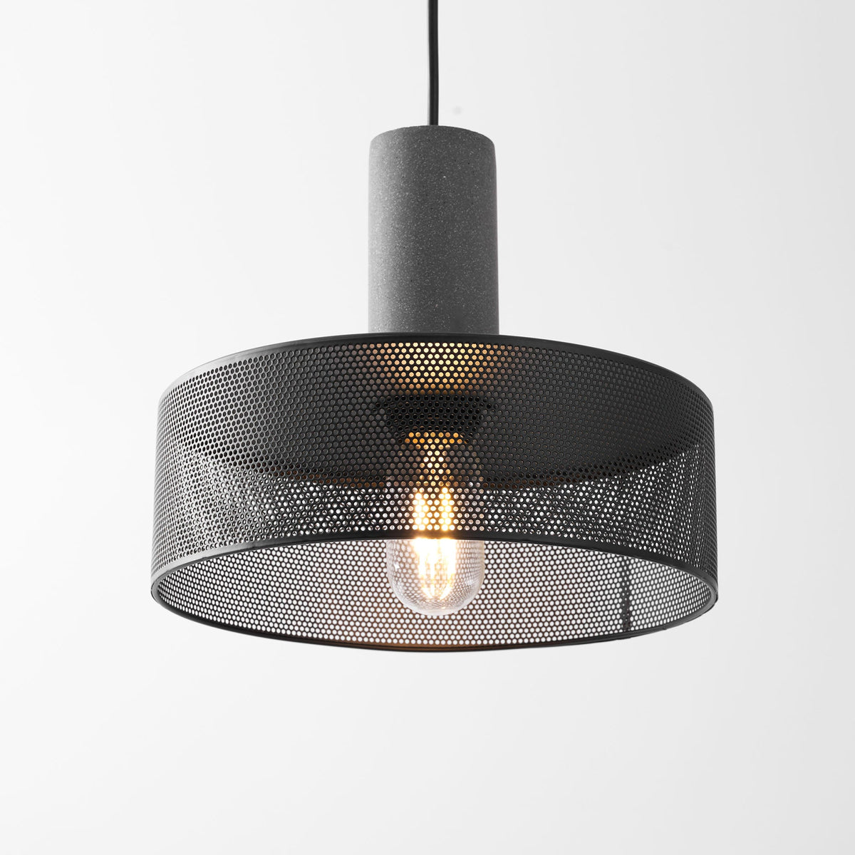 Concrete Pendant Light Cast Cement Cylinder Shade for Kitchen Island