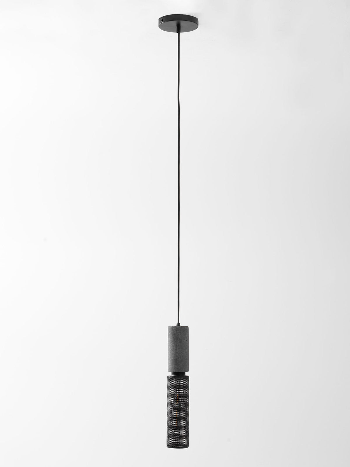 Concrete Pendant Light Cast Cement Cylinder Shade for Kitchen Island