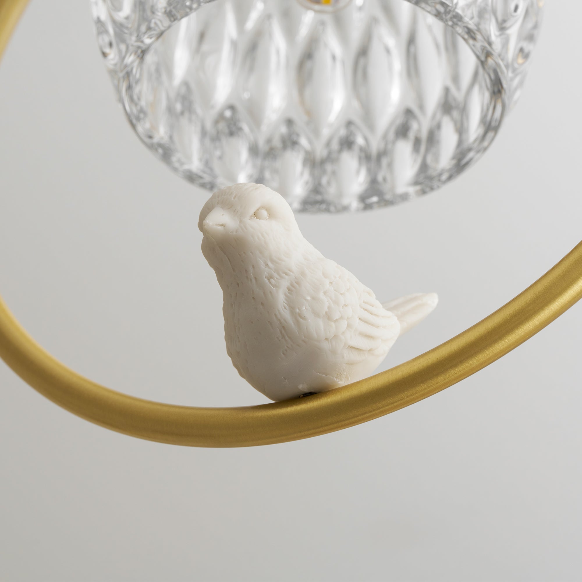 Ceramic Bird Ceiling Light Brass Frame Bud Glass Shades Entryway