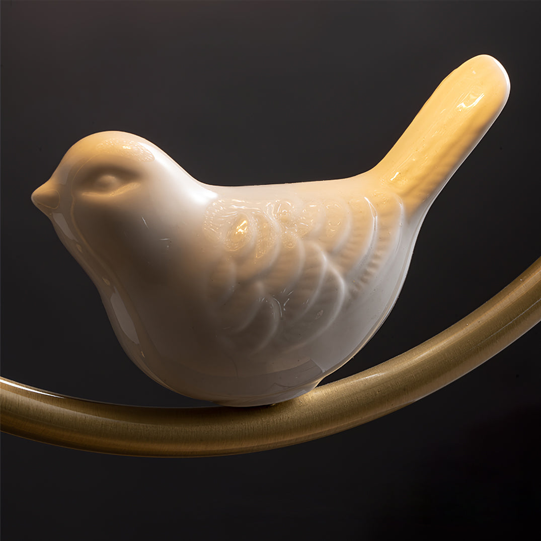 Ceramic Bird Ceiling Light Brass Frame Bud Glass Shades Entryway