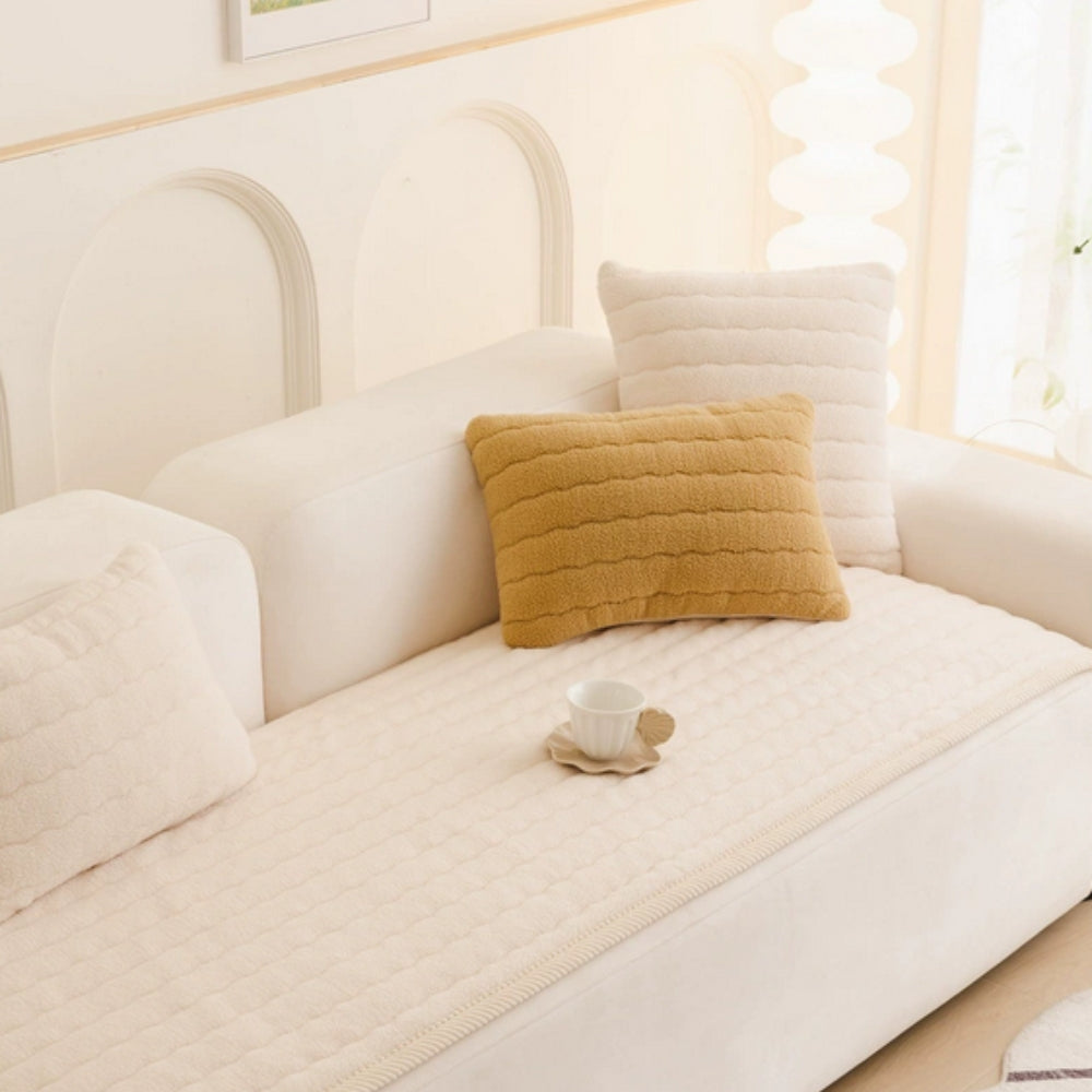 Thick Plush Sofa Cover Deep Pile Non-Slip