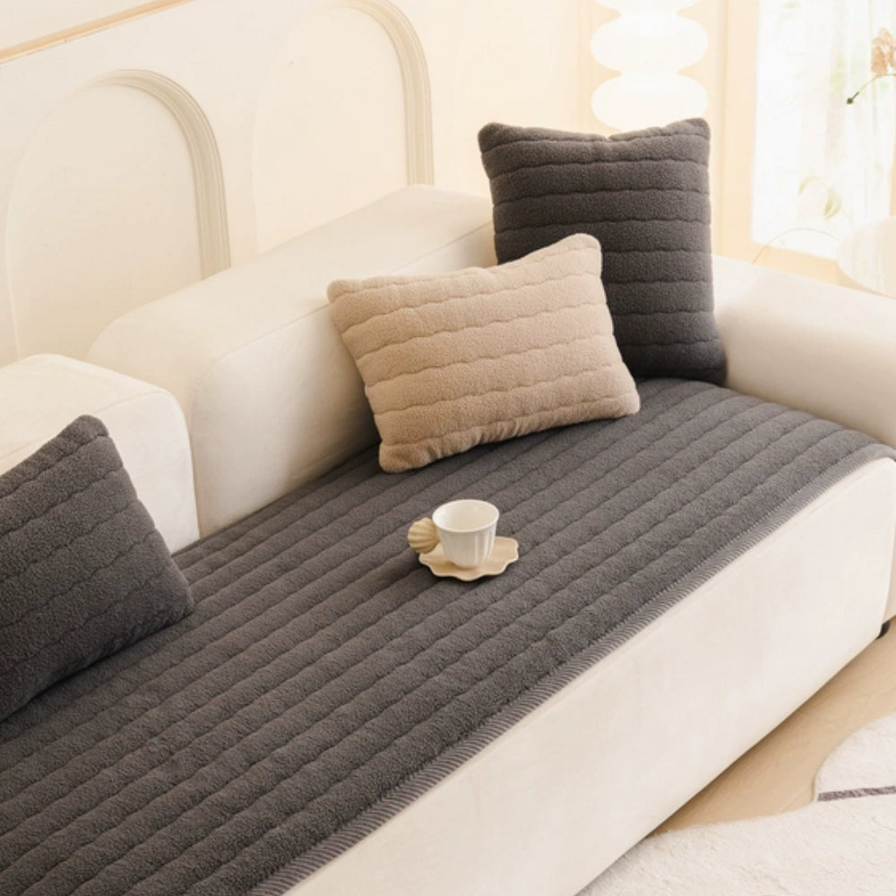 Thick Plush Sofa Cover Deep Pile Non-Slip