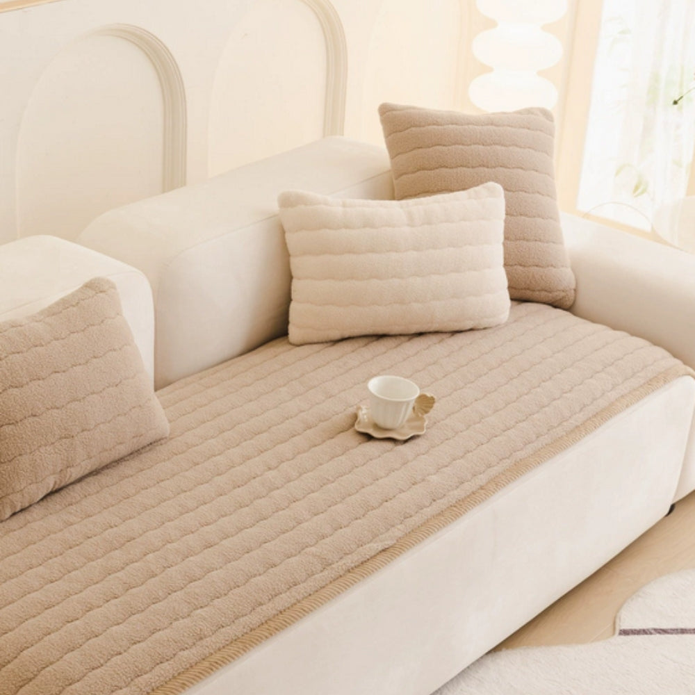 Thick Plush Sofa Cover Deep Pile Non-Slip