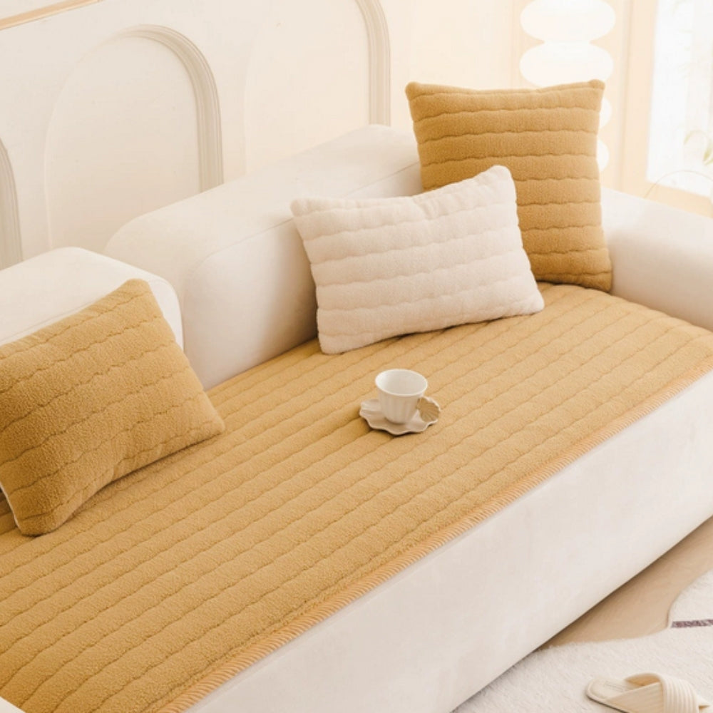 Thick Plush Sofa Cover Deep Pile Non-Slip