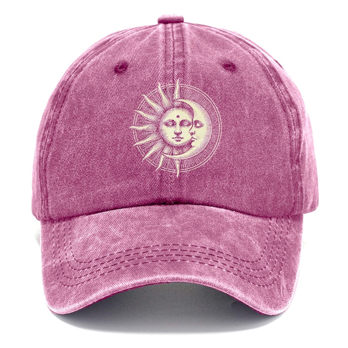 Baseball Cap Cotton Embroidered Sun and Moon Unisex