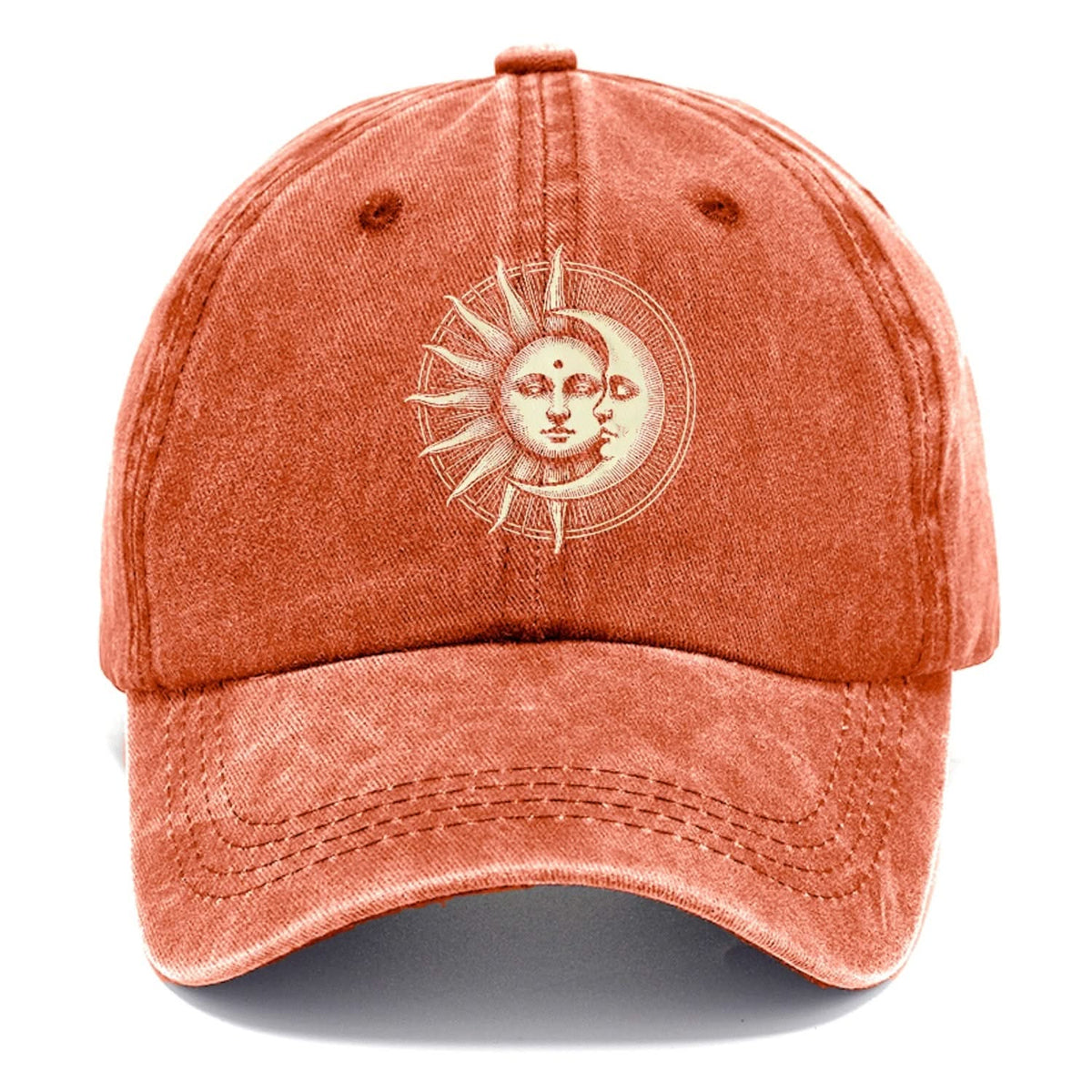 Baseball Cap Cotton Embroidered Sun and Moon Unisex