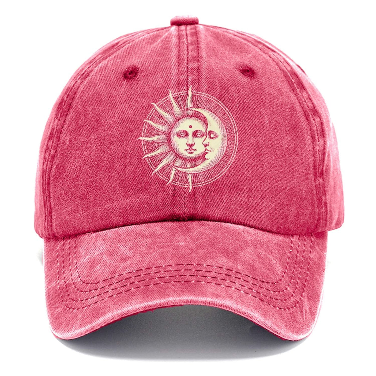 Baseball Cap Cotton Embroidered Sun and Moon Unisex