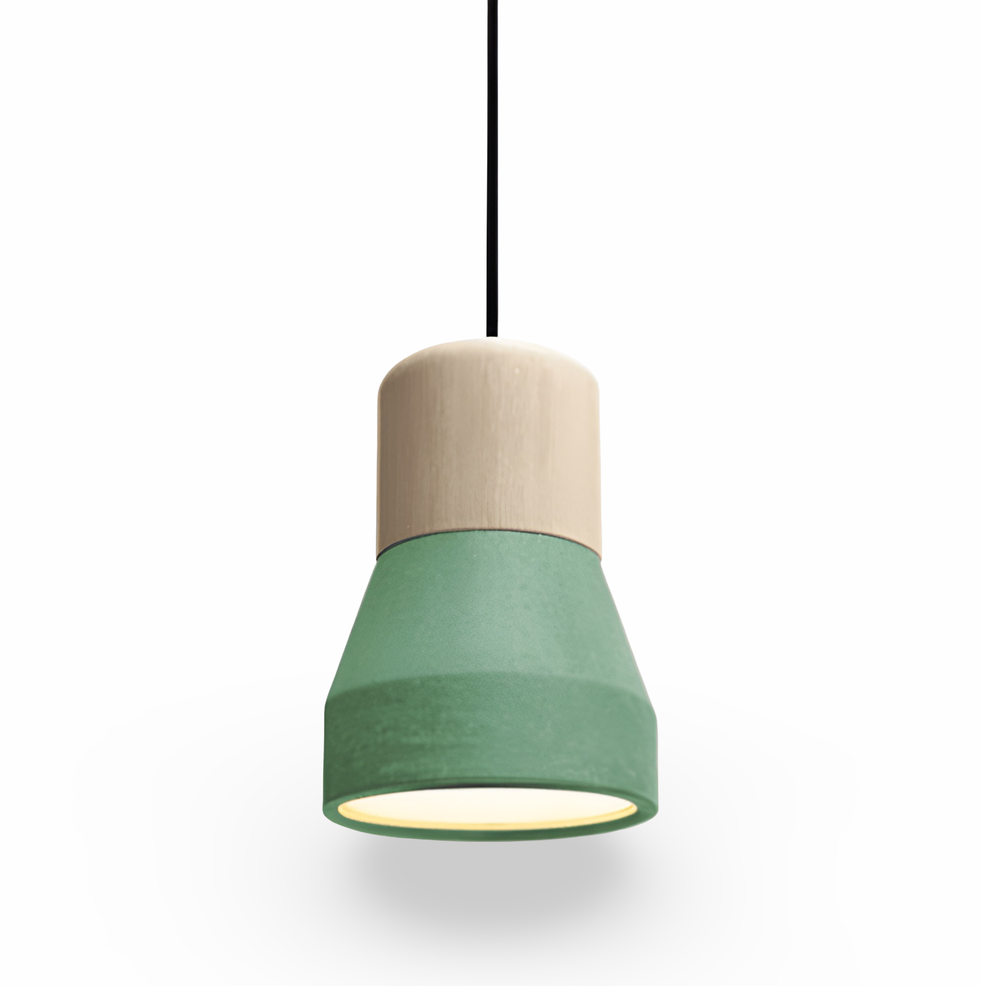 Concrea loftslampe i beton med trædetaljer