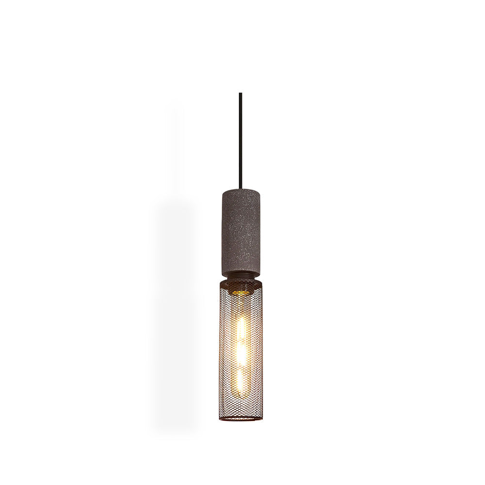 Concrete Pendant Light Cast Cement Cylinder Shade for Kitchen Island
