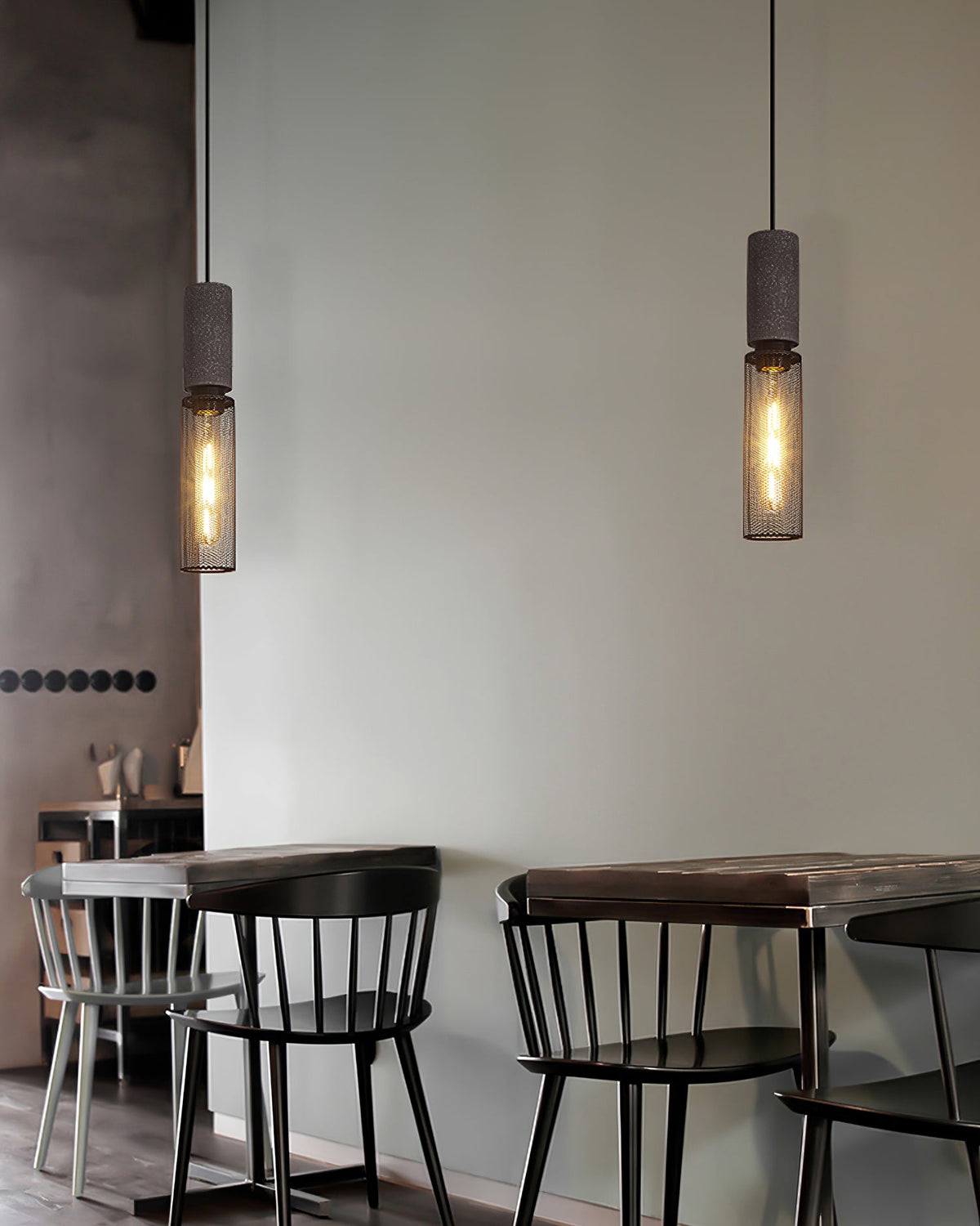 Concrete Pendant Light Cast Cement Cylinder Shade for Kitchen Island