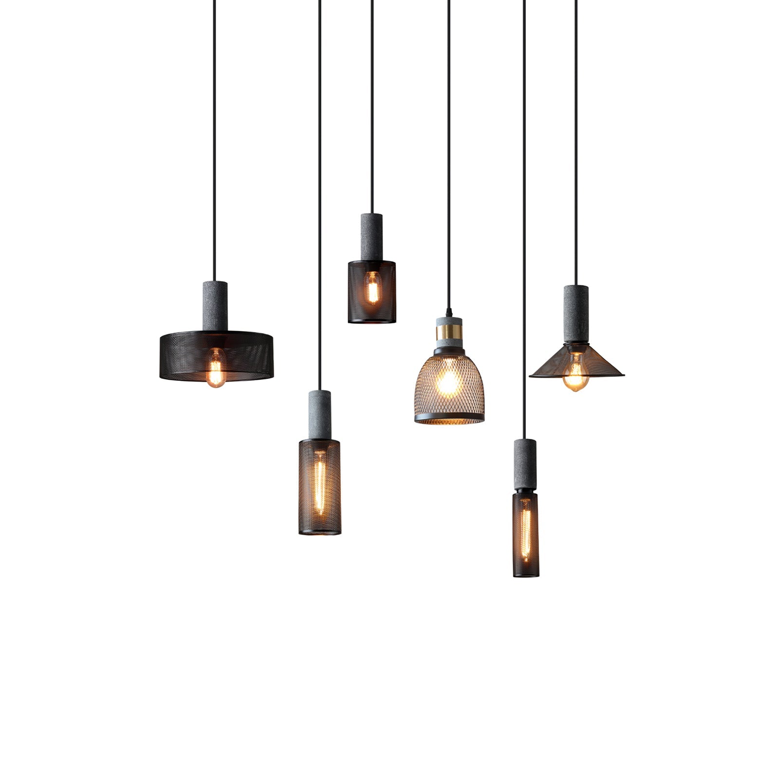 Concrete Pendant Light Cast Cement Cylinder Shade for Kitchen Island