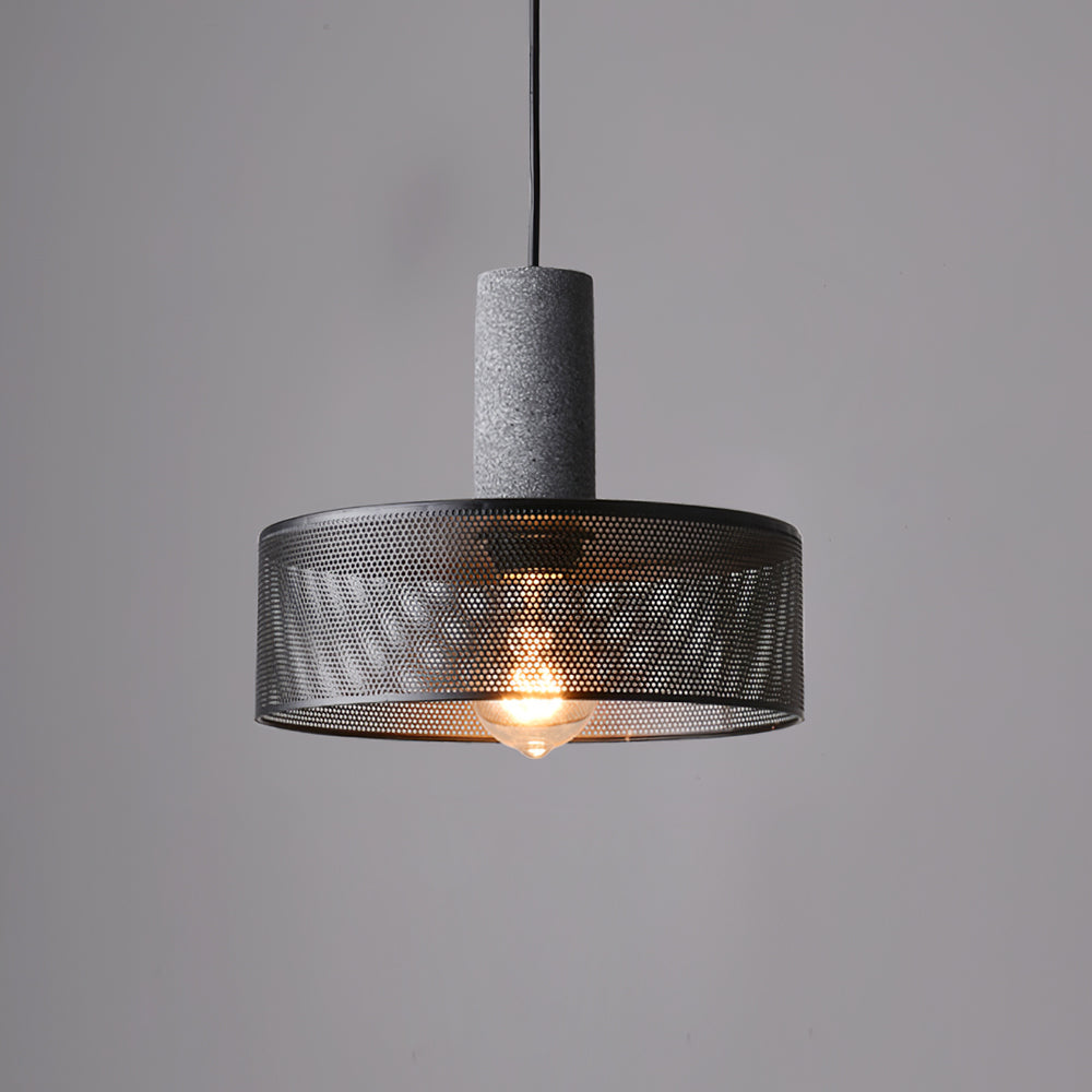 Concrete Pendant Light Cast Cement Cylinder Shade for Kitchen Island