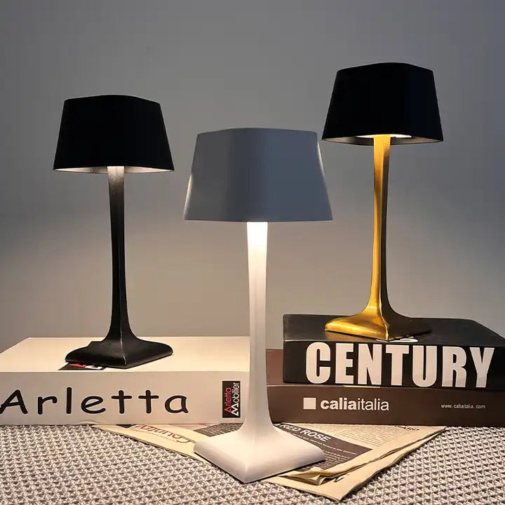 Cordless Table Lamp Two Tone Metal Rechargeable Dimmable for Living Room