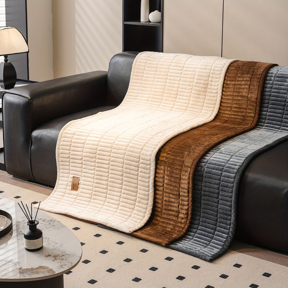 Quilted Couch Cover with Seat Panels for Sectionals