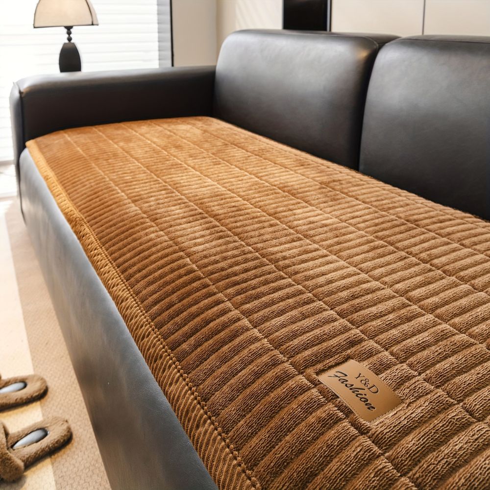 Quilted Couch Cover with Seat Panels for Sectionals